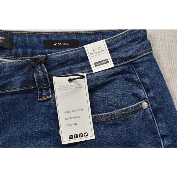 NEW Judy Blue High Waist Wide Leg Denim Cargo Jeans Blue Plus Size 20W Stretch - Picture 7 of 8